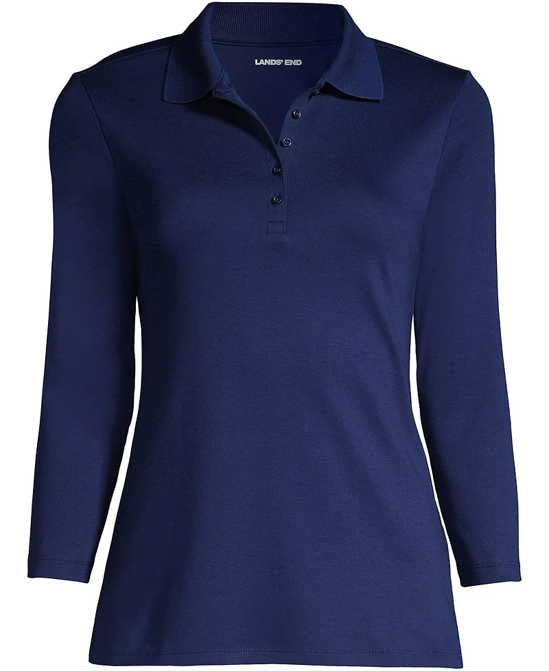 Lands' End Women's 3/4 Sleeve Supima Cotton Polo Shirt