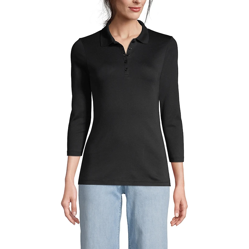 Lands' End Women's 3/4 Sleeve Supima Cotton Polo Shirt
