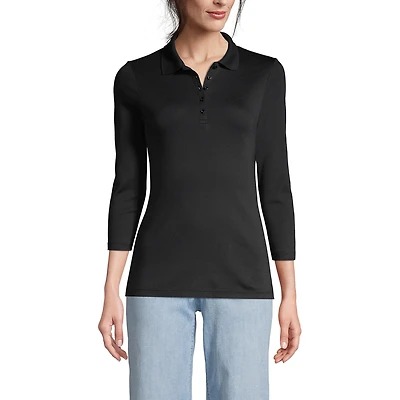 Lands' End Women's 3/4 Sleeve Supima Cotton Polo Shirt