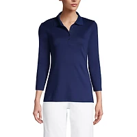 Lands' End Women's 3/4 Sleeve Supima Cotton Polo Shirt