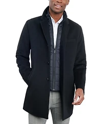 London Fog Men's Wool-Blend Overcoat & Attached Vest