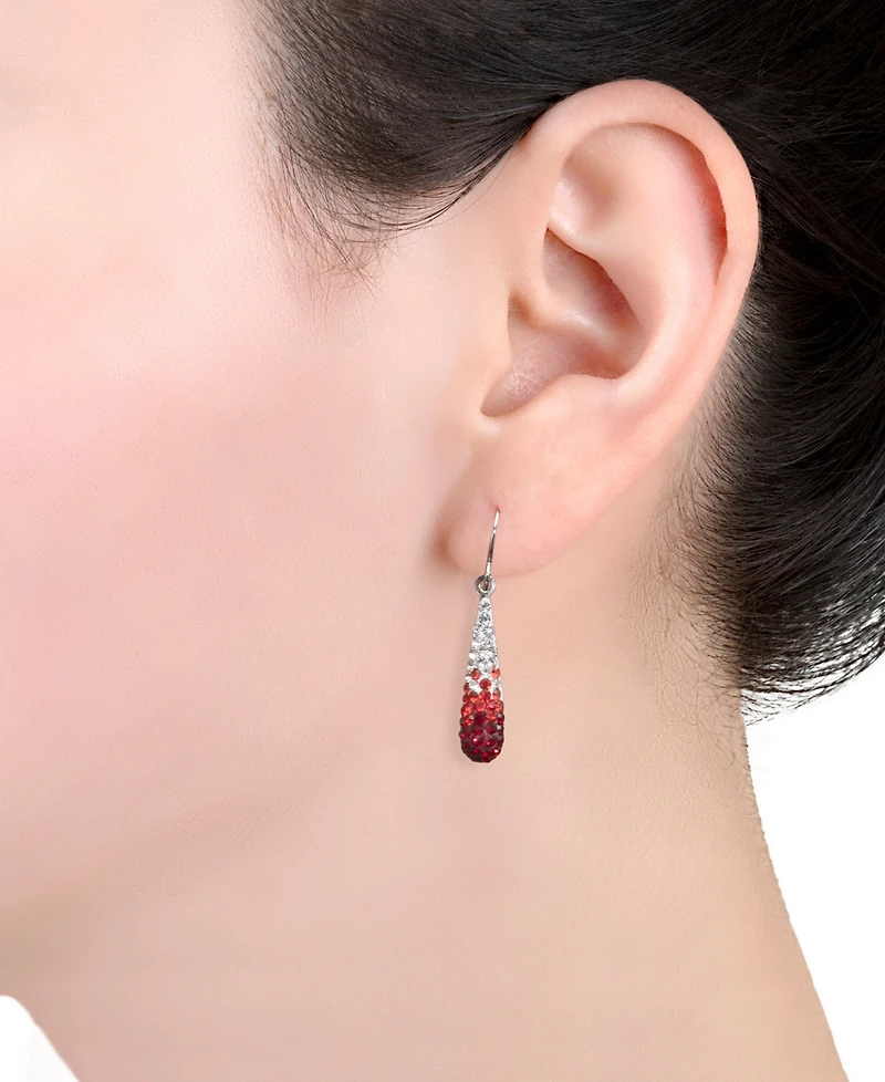 Crystal Pave Tear-Shape Drop Earrings Sterling Silver