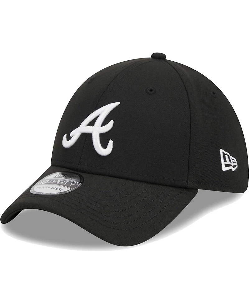 Men's New Era Black Atlanta Braves Logo 39THIRTY Flex Hat