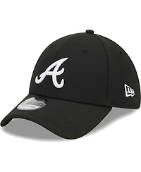 Men's New Era Black Atlanta Braves Logo 39THIRTY Flex Hat