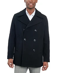 London Fog Men Double-Breasted Wool Blend Peacoat