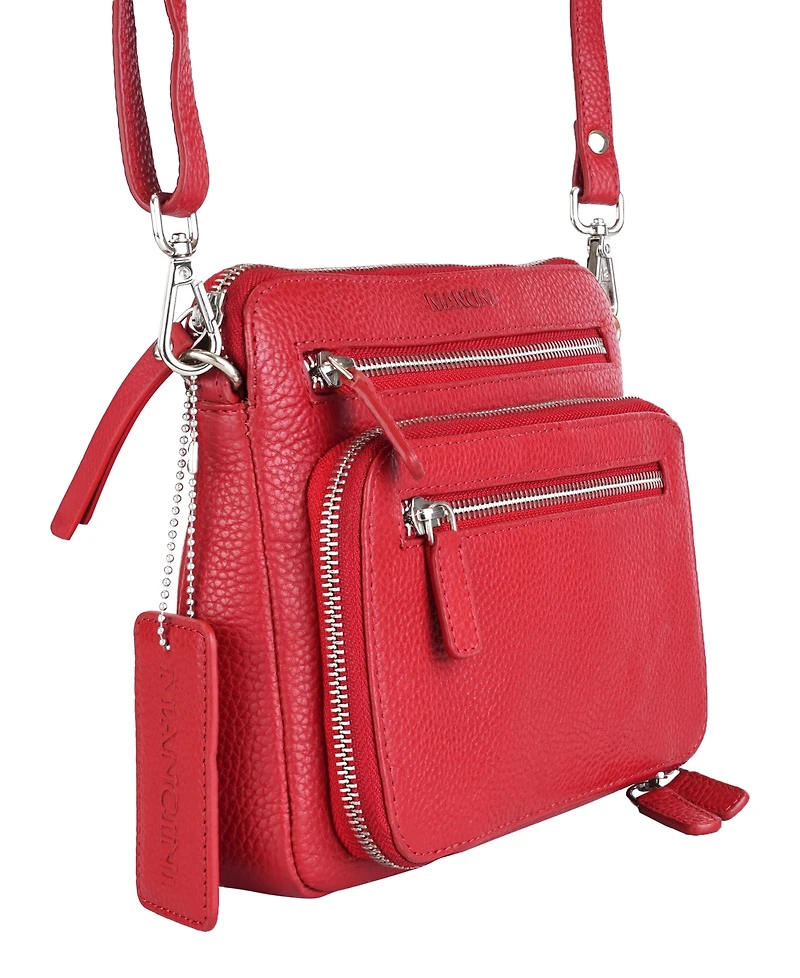 Mancini Pebbled Collection Valerie Leather Mini Crossbody Bag