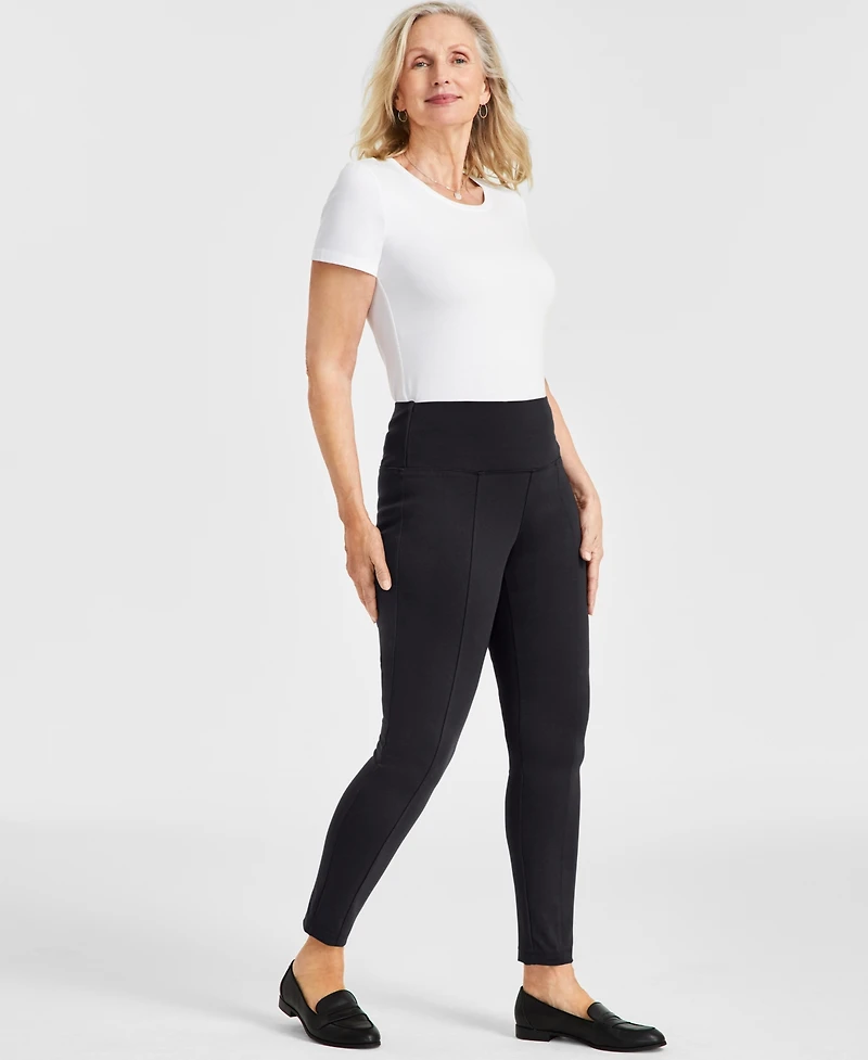 Style & Co Women's Mid-Rise Ponte-Knit Pants with Tummy Control, Created for Macy's