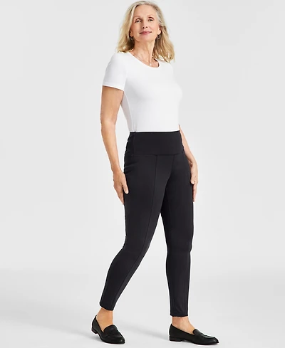 Style & Co Women's Mid-Rise Ponte-Knit Pants with Tummy Control, Created for Macy's