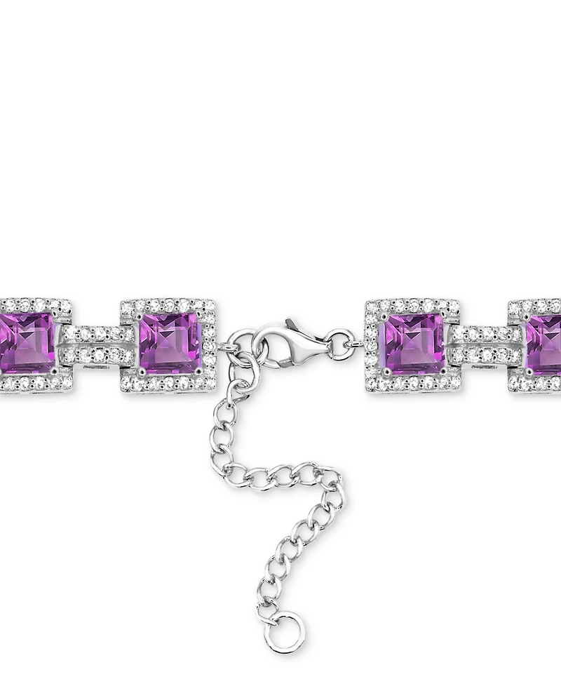 Amethyst (9-5/8 ct.t.w.) & White Topaz Tennis Bracelet in Sterling Silver