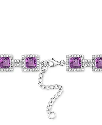 Amethyst (9-5/8 ct.t.w.) & White Topaz Tennis Bracelet in Sterling Silver
