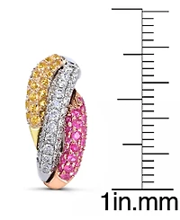 Yellow Sapphire (5/8 ct. t.w.) and Pink Sapphire (5/8 ct. t.w.) and Diamonds (5/8 ct. t.w.) Earrings Set in 14k White Gold