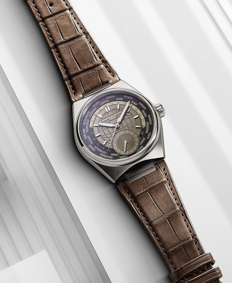 Frederique Constant Men's Swiss Automatic Highlife Worldtimer Manufacture Brown Leather Strap Watch 41mm