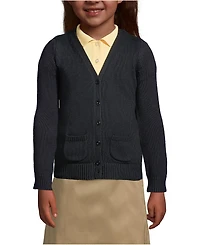 Lands' End Girls School Uniform Cotton Modal Button Front Cardigan Sweater