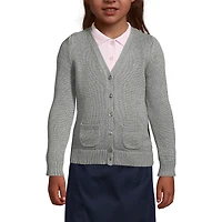 Lands' End Girls School Uniform Cotton Modal Button Front Cardigan Sweater