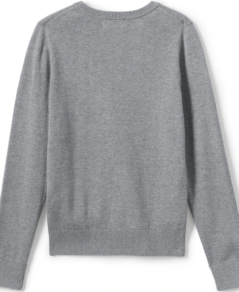 Lands' End Boys School Uniform Cotton Modal Fine Gauge V-neck Sweater