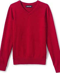 Lands' End Boys School Uniform Cotton Modal Fine Gauge V-neck Sweater