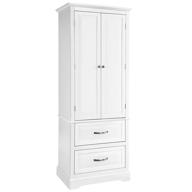 62'' Tall Bathroom Freestanding Floor Storage Cabinet with 2 Doors Shelves Drawers