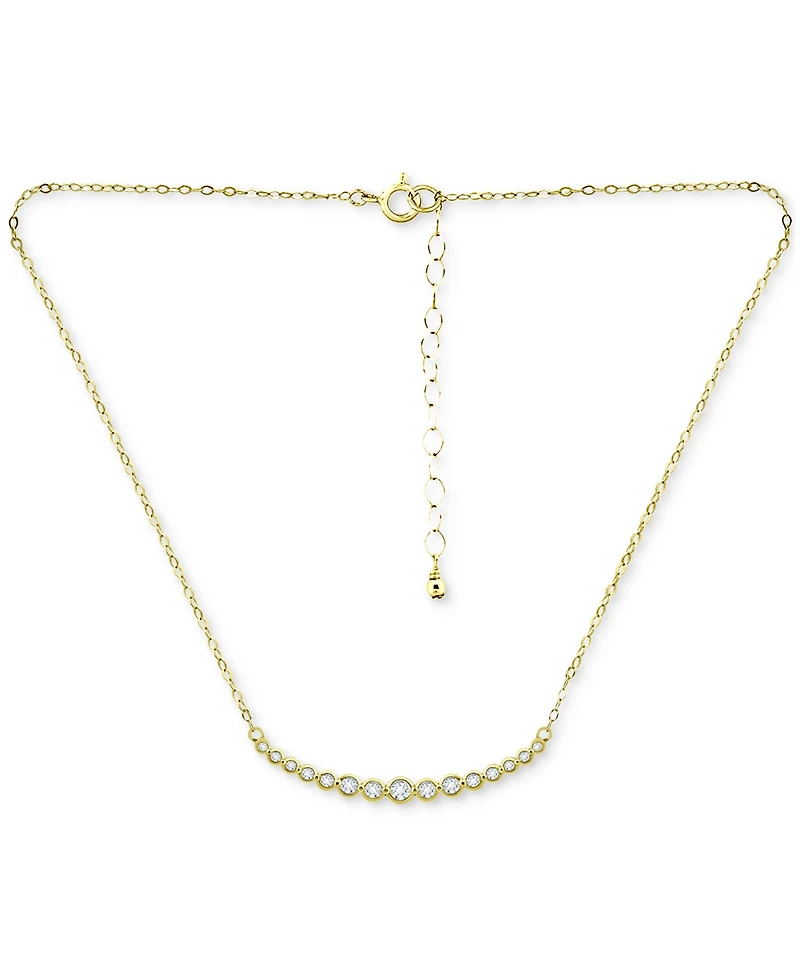 Giani Bernini Cubic Zirconia Bezel Curved Bar Collar Necklace, 16" + 2" extender, Created for Macy's