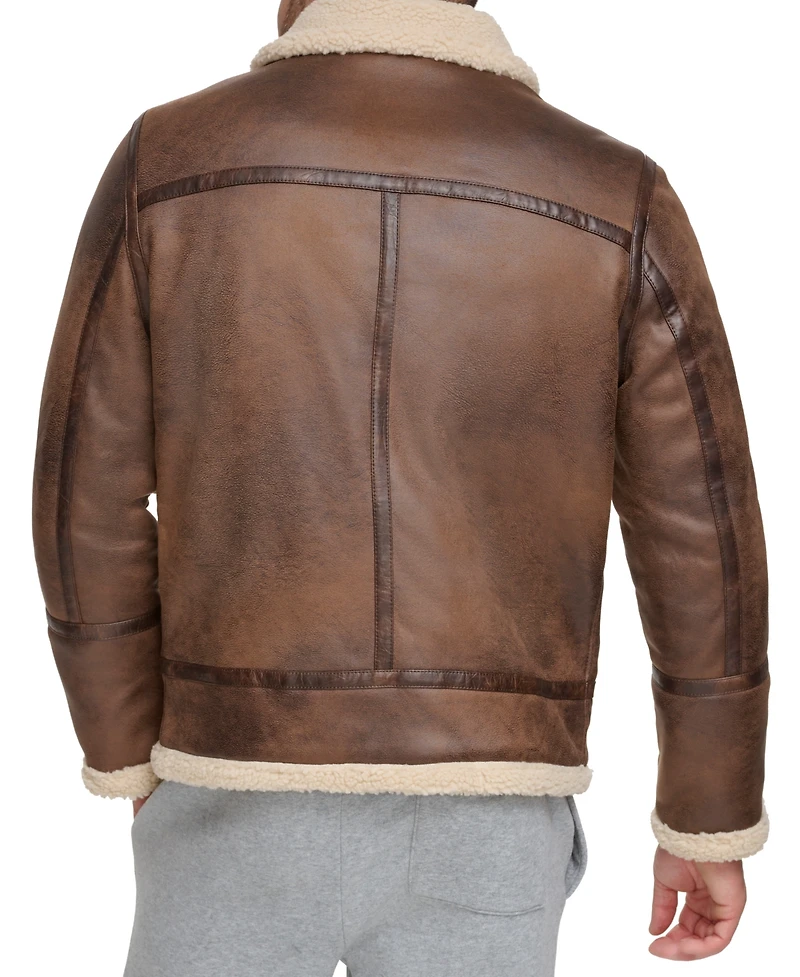 Calvin Klein Men's Classic Faux Shearling B-3 Bomber Jacket