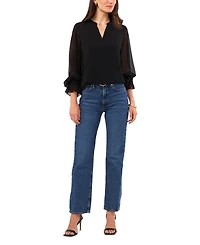 Vince Camuto Women's Split-Neck Long-Sleeve Top