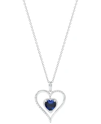 Birthstone Gemstone & Diamond Accent Heart 18" Pendant Necklace 14k Gold-Plated Sterling Silver