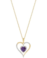 Birthstone Gemstone & Diamond Accent Heart 18" Pendant Necklace 14k Gold-Plated Sterling Silver