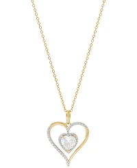 Birthstone Gemstone & Diamond Accent Heart 18" Pendant Necklace 14k Gold-Plated Sterling Silver