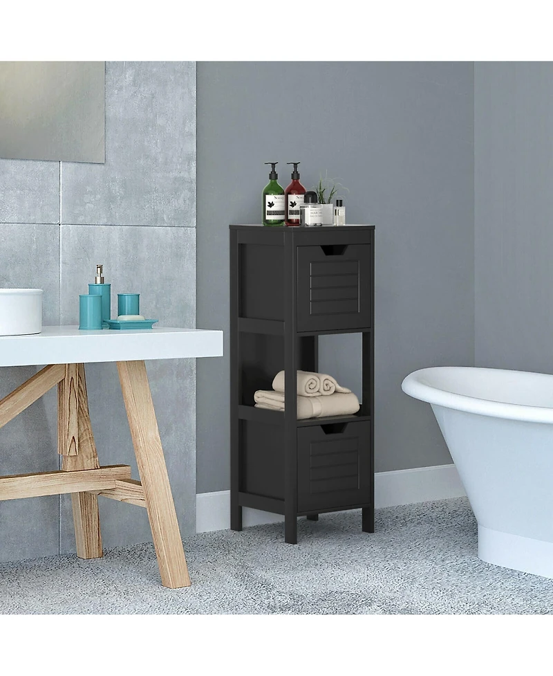 Bathroom Wooden Floor Cabinet Multifunction Storage Rack Stand Organizer