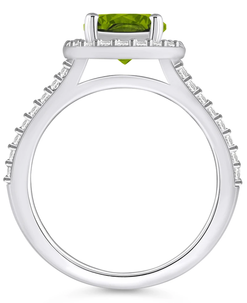 Macy's Peridot (2 ct. t.w.) and Diamond (1/2 Halo Ring 14K White Gold