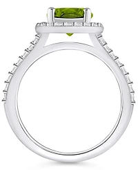 Macy's Peridot (2 ct. t.w.) and Diamond (1/2 Halo Ring 14K White Gold