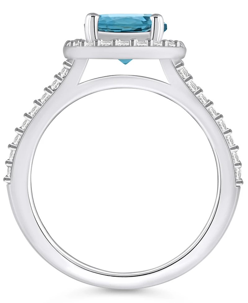 Macy's London Blue Topaz (2-3/8 ct. t.w.) and Diamond (1/2 Halo Ring 14K Gold