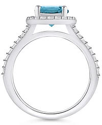 Macy's London Blue Topaz (2-3/8 ct. t.w.) and Diamond (1/2 Halo Ring 14K Gold