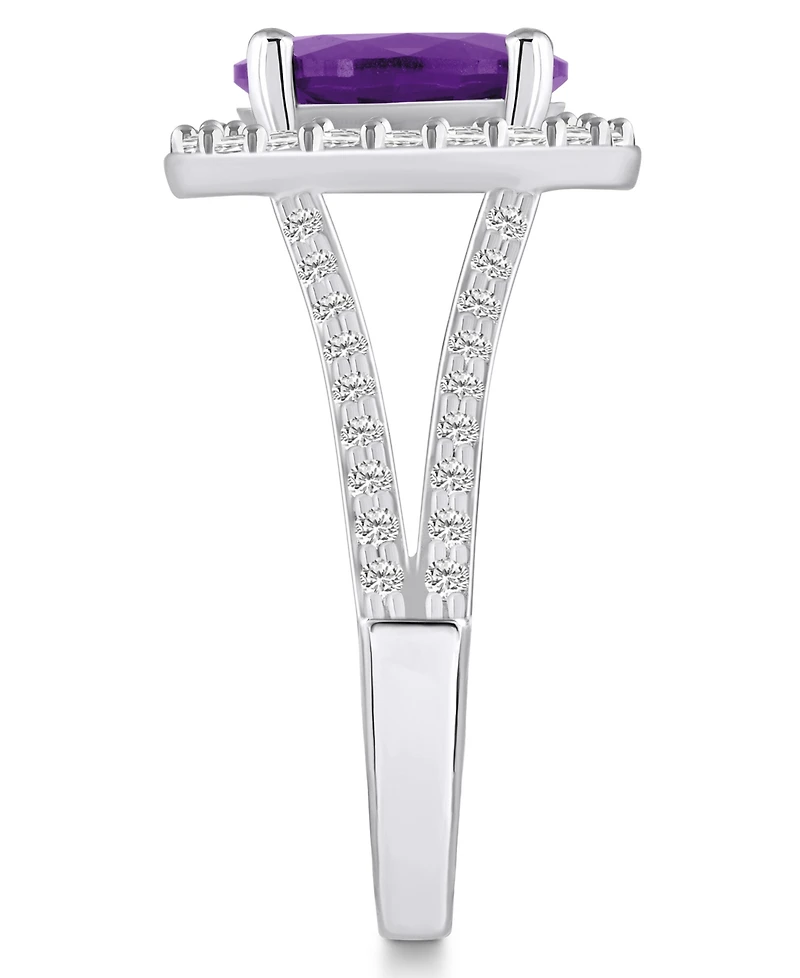 Macy's Amethyst (2-1/2 ct. t.w.) and Diamond (/ Halo Ring 14K White Gold