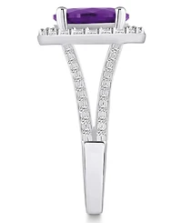 Macy's Amethyst (2-1/2 ct. t.w.) and Diamond (/ Halo Ring 14K White Gold