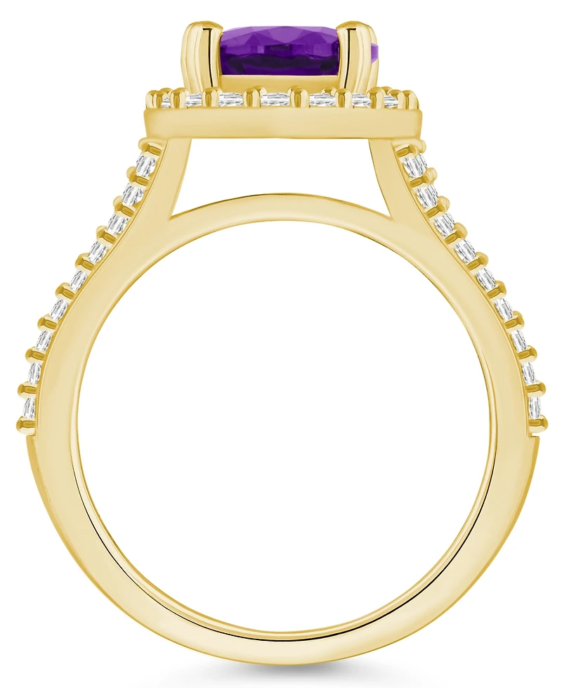 Macy's Amethyst (2-1/2 ct. t.w.) and Diamond (3/4 Halo Ring 14K Yellow Gold