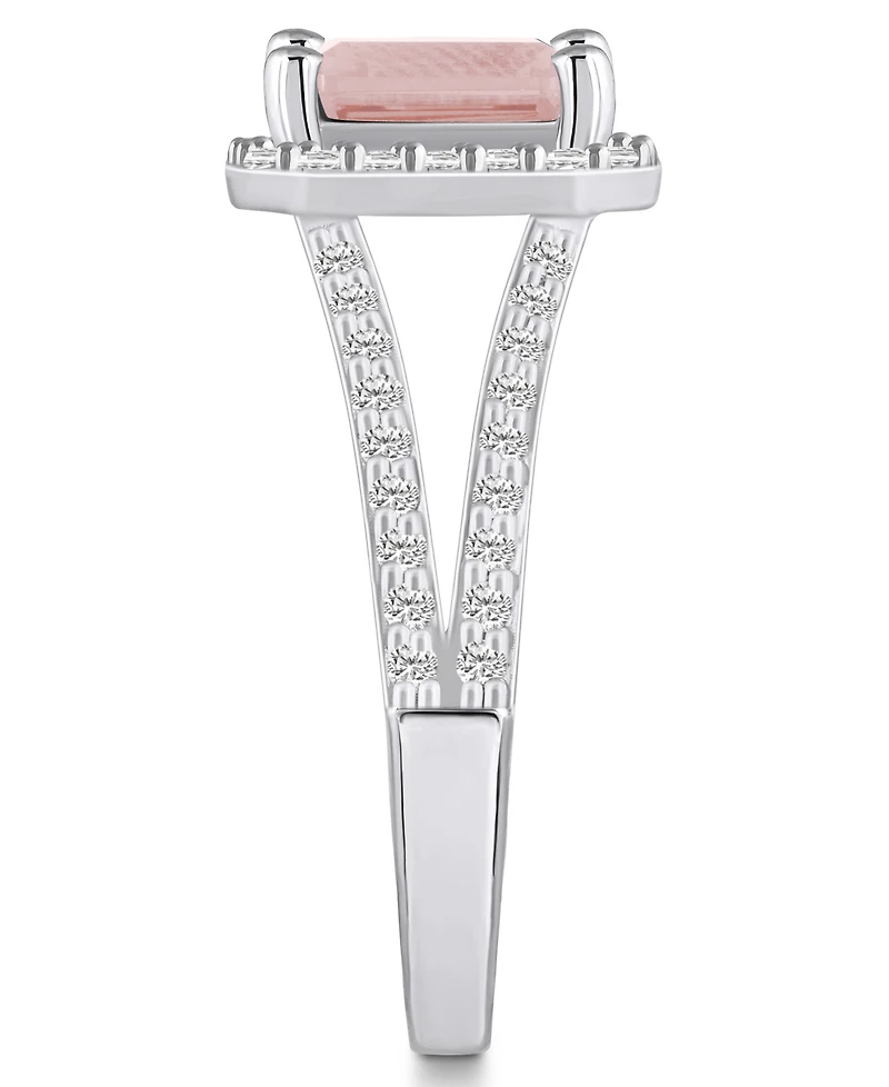 Macy's Morganite (1-3/8 ct. t.w.) and Diamond (1/2 Halo Ring 14K White Gold
