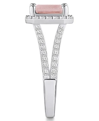 Macy's Morganite (1-3/8 ct. t.w.) and Diamond (1/2 Halo Ring 14K White Gold