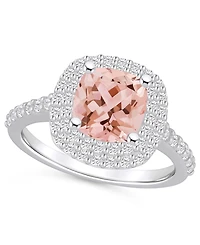 Macy's Morganite and Diamond Accent Halo Ring 14K White Gold