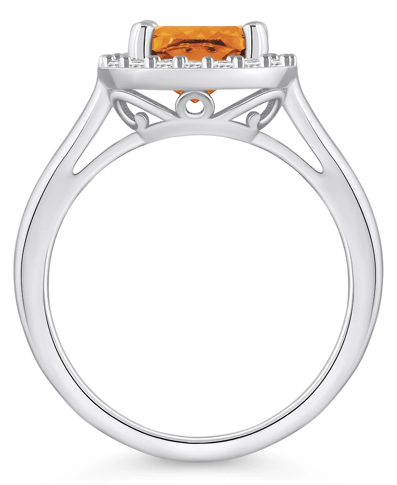 Macy's Citrine (2 ct. t.w.) and Diamond (1/4 Halo Ring 14K Gold