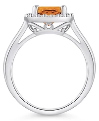 Macy's Citrine (2 ct. t.w.) and Diamond (1/4 Halo Ring 14K Gold
