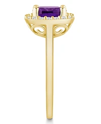 Macy's Amethyst (2 ct. t.w.) and Diamond (1/4 Halo Ring 14K Yellow Gold