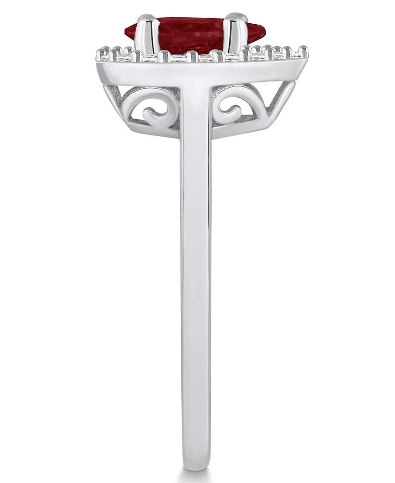 Macy's Garnet (1-1/10 ct. t.w.) and Diamond (1/5 Halo Ring 14K White Gold