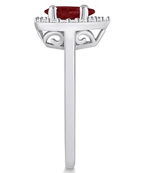 Macy's Garnet (1-1/10 ct. t.w.) and Diamond (1/5 Halo Ring 14K White Gold