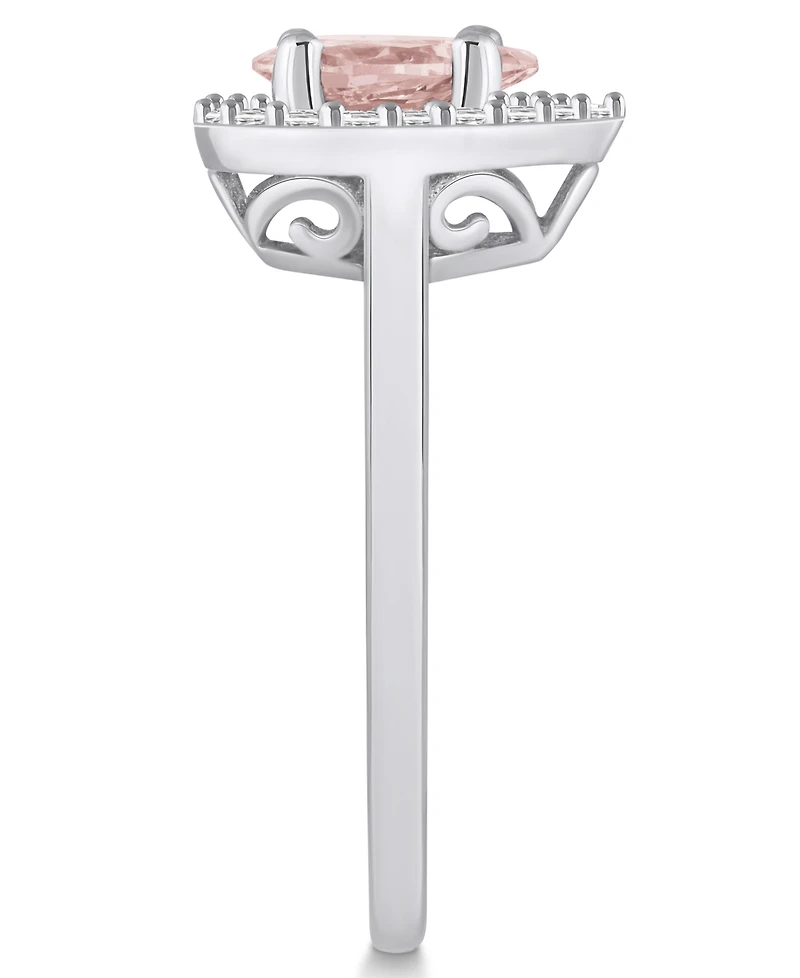 Macy's Morganite (3/4 ct. t.w.) and Diamond (1/5 Halo Ring 14K White Gold