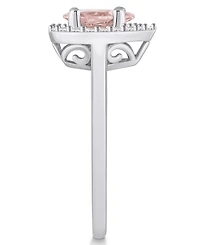 Macy's Morganite (3/4 ct. t.w.) and Diamond (1/5 Halo Ring 14K White Gold