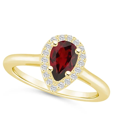 Macy's Garnet (1-1/10 ct. t.w.) and Diamond (1/5 Halo Ring 14K Yellow Gold
