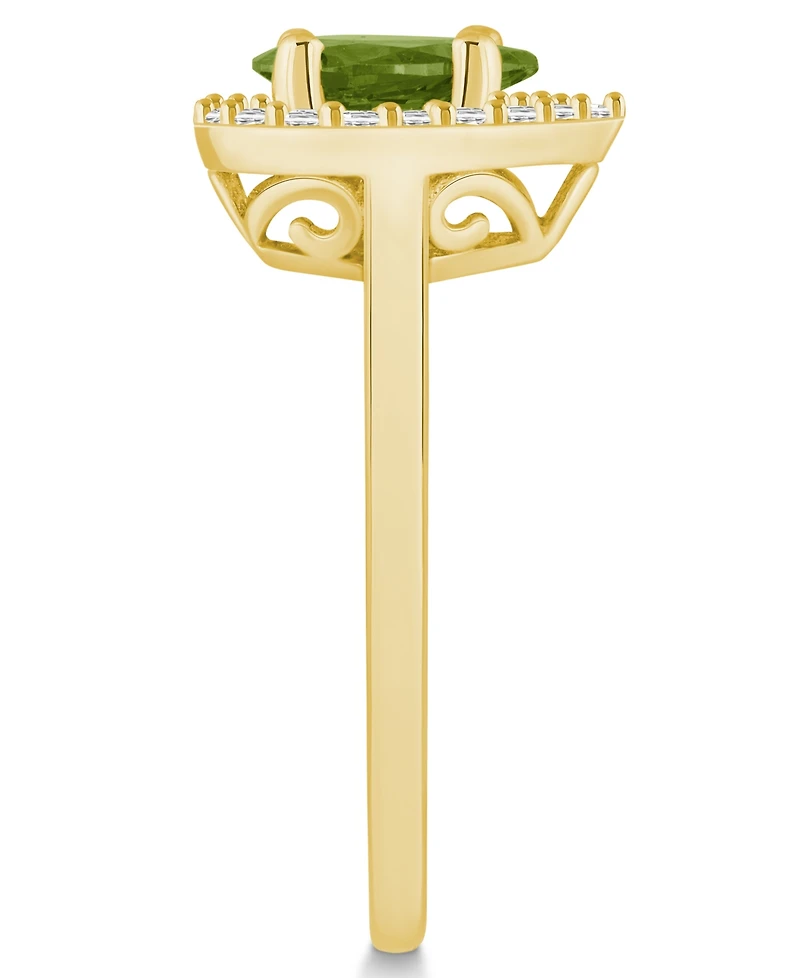 Macy's Peridot (1 ct. t.w.) and Diamond (1/5 Halo Ring 14K Yellow Gold