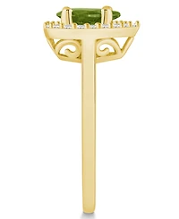Macy's Peridot (1 ct. t.w.) and Diamond (1/5 Halo Ring 14K Yellow Gold