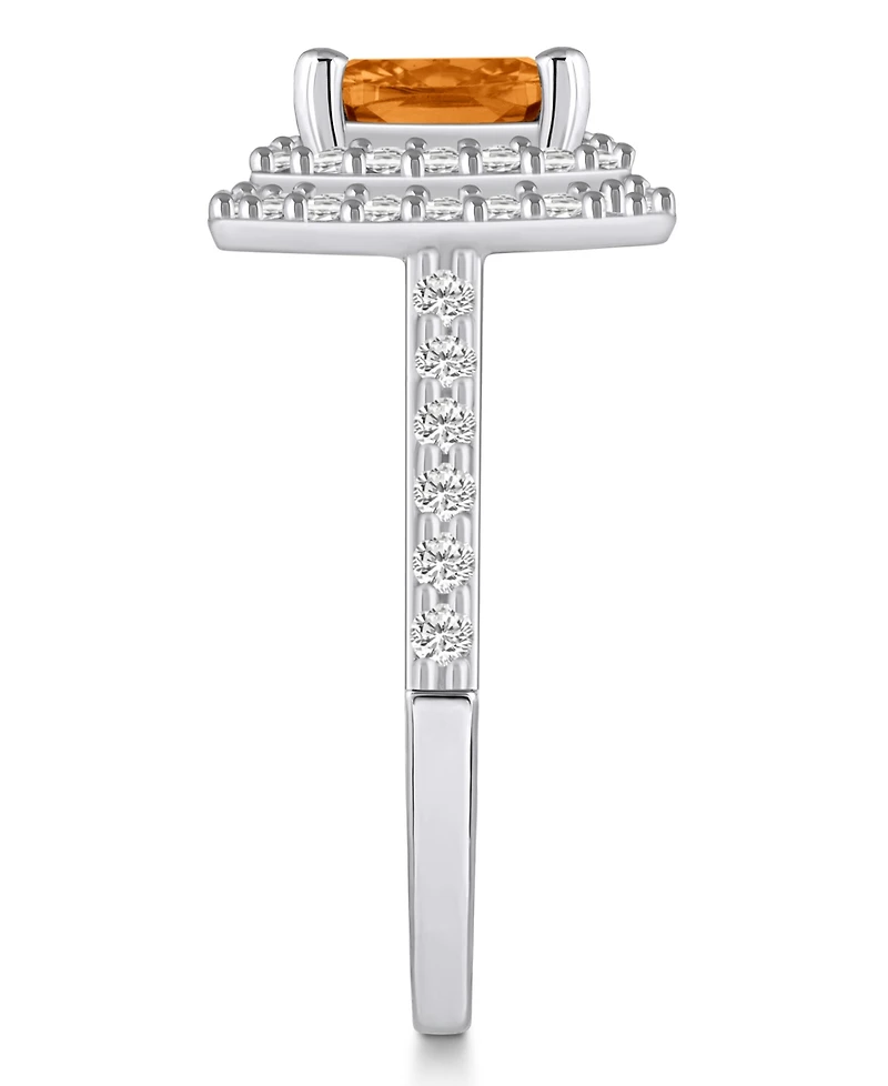 Macy's Citrine and Diamond Accent Halo Ring 14K White Gold