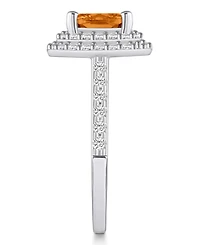 Macy's Citrine and Diamond Accent Halo Ring 14K White Gold